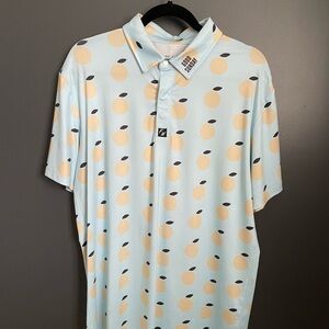 Good Sunday Men's Blue and Yellow Polka Dot Golf PoloShirt